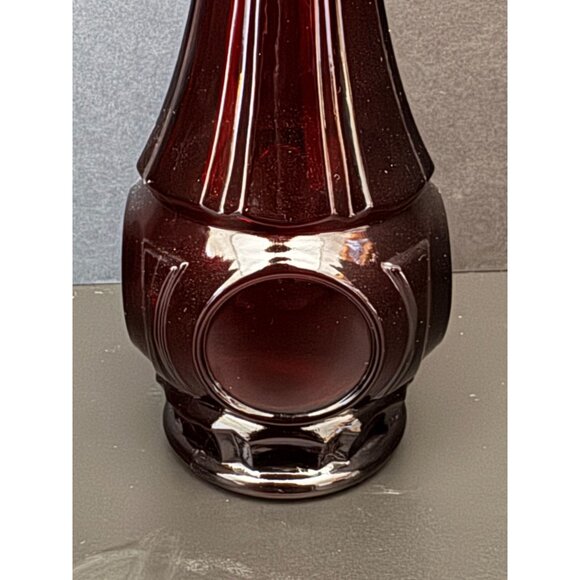 Vintage Wheaton Bullseye Ruby Red Glass Bud Vase 8.5" Tall For Flowers Or Decor - Picture 3 of 10